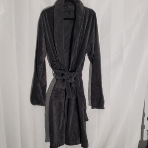 Turkish Cotton Gray Terry Belted Bath Lounge Robe Pockets  XL House Of Rituals